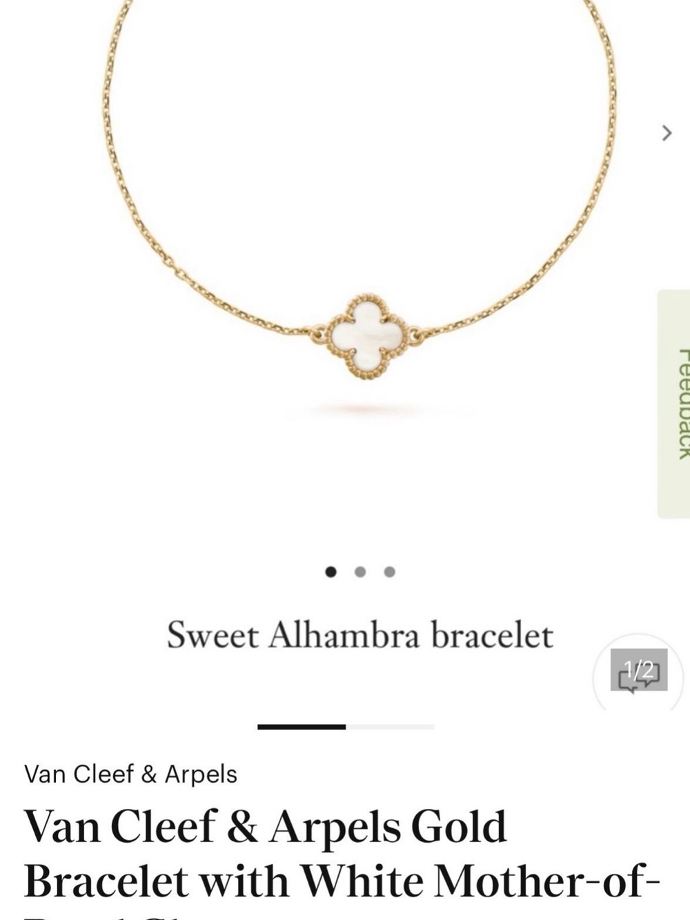 Van Cleef & Arpels Gold Bracelet with White Mother-of-Pearl Alhambra Motif